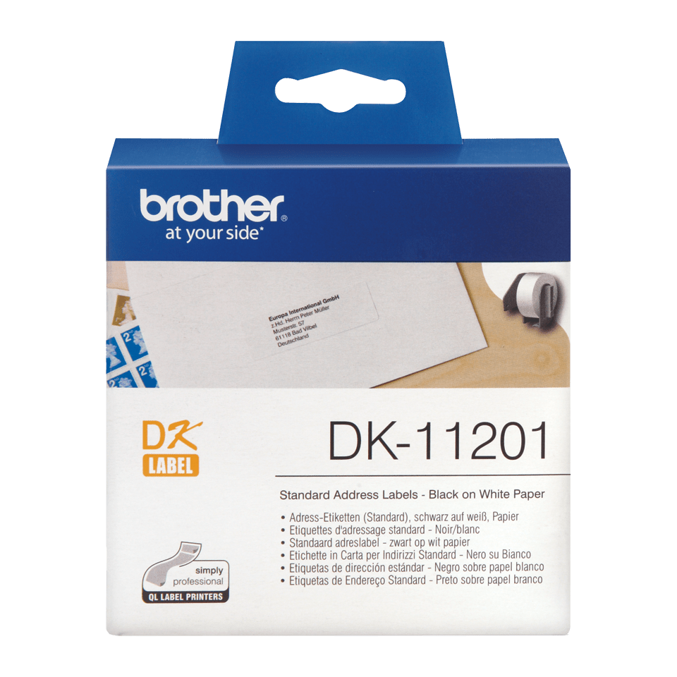Oryginalne etykiety na rolce firmy Brother DK-11201 - czarna czcionka na białym tle, 29mm x 90mm 2